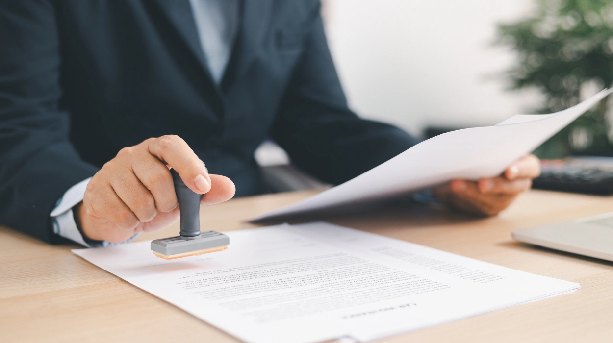 Founder reviewing LLC formation documents at a desk